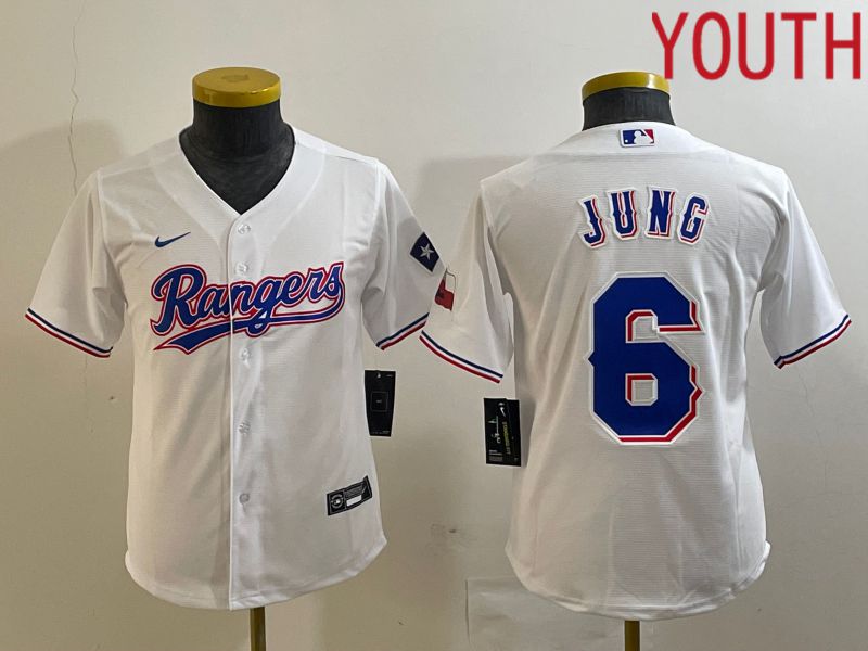 Youth Texas Rangers #6 Jung White Game Nike 2023 MLB Jersey style 2